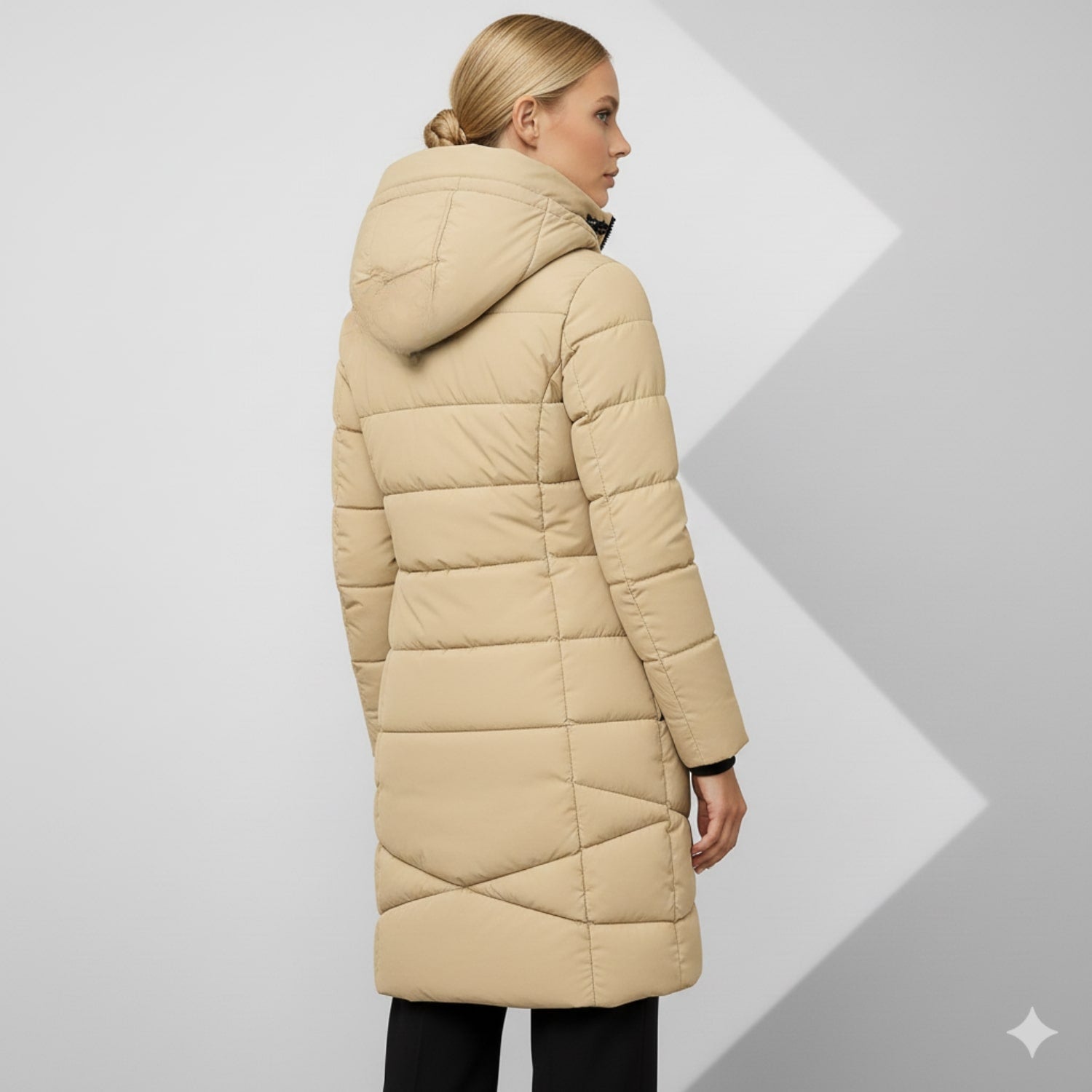 Elana Women’s Long Quilted Coat – Full-Length Warm Winter Jacket with Hood & Plush Lining