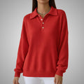Jenny Women’s Knit Polo Sweater – Soft Ribbed Texture with Feminine Drape