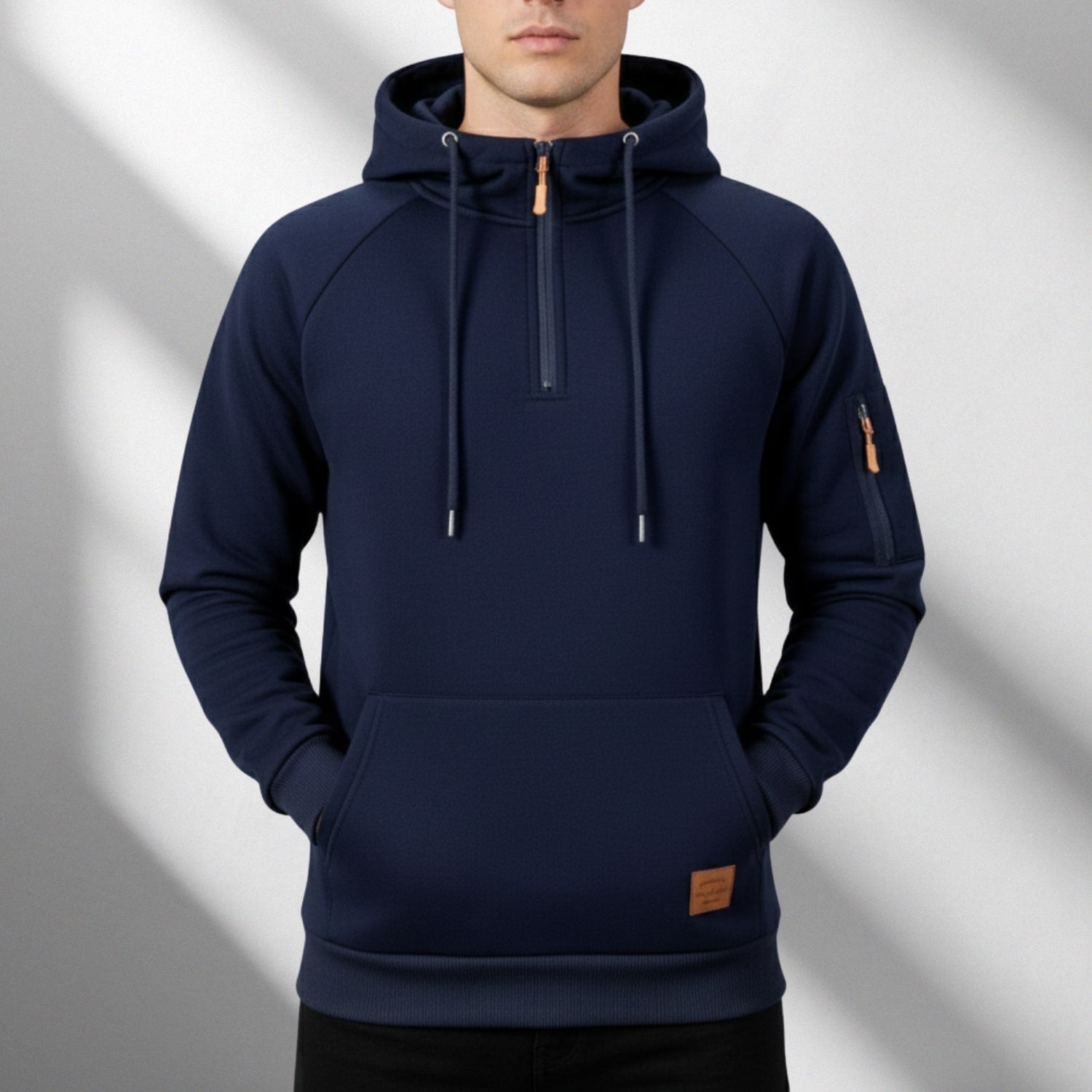 Hendrix Men's Zip-Up Hoodie – Heavyweight Cotton Blend Pullover with Multi-Pocket Design