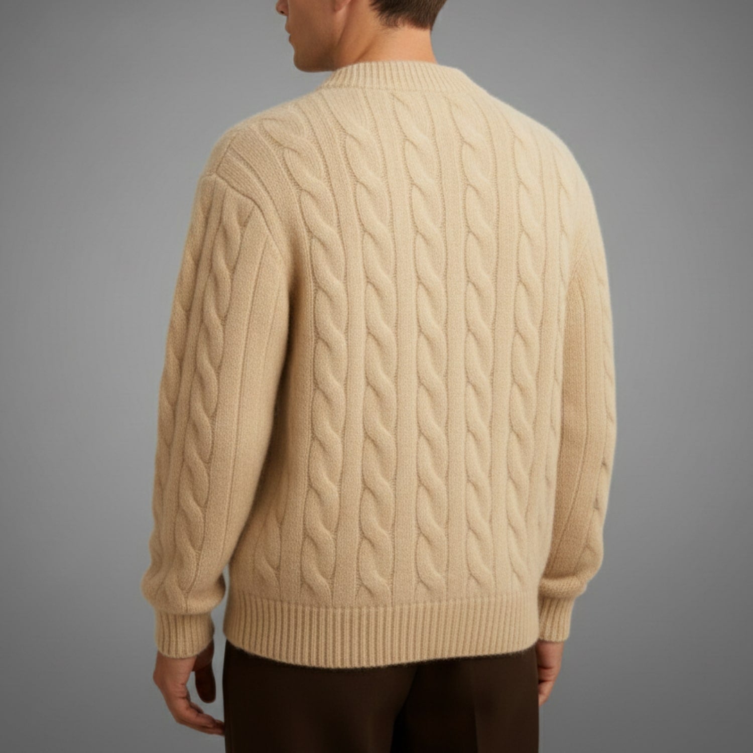 David Men’s Cardigan – Cable Knit Cardigan with Classic Button-Up Style