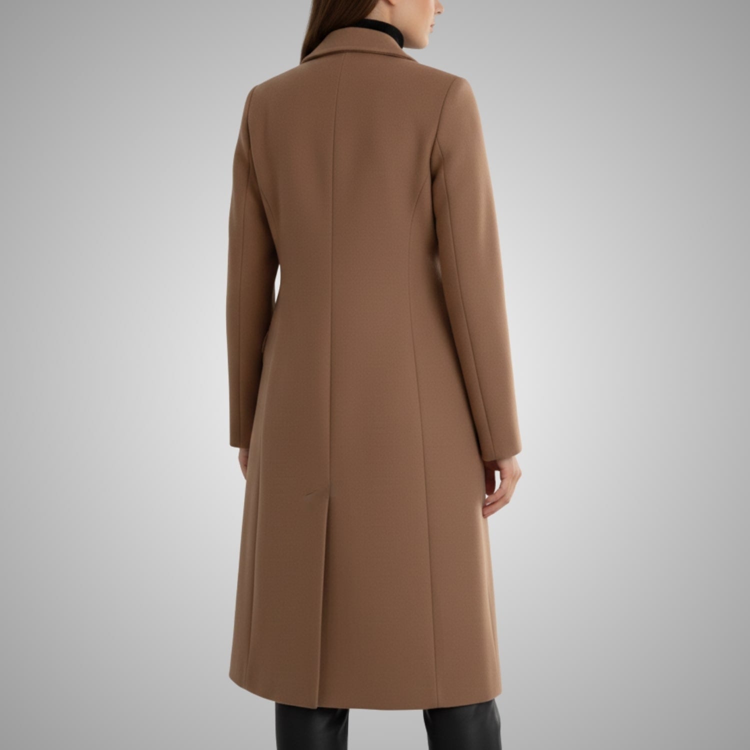 Vivienne Women’s Wool Coat – Tailored Two-Button Long Coat with Structured Collar