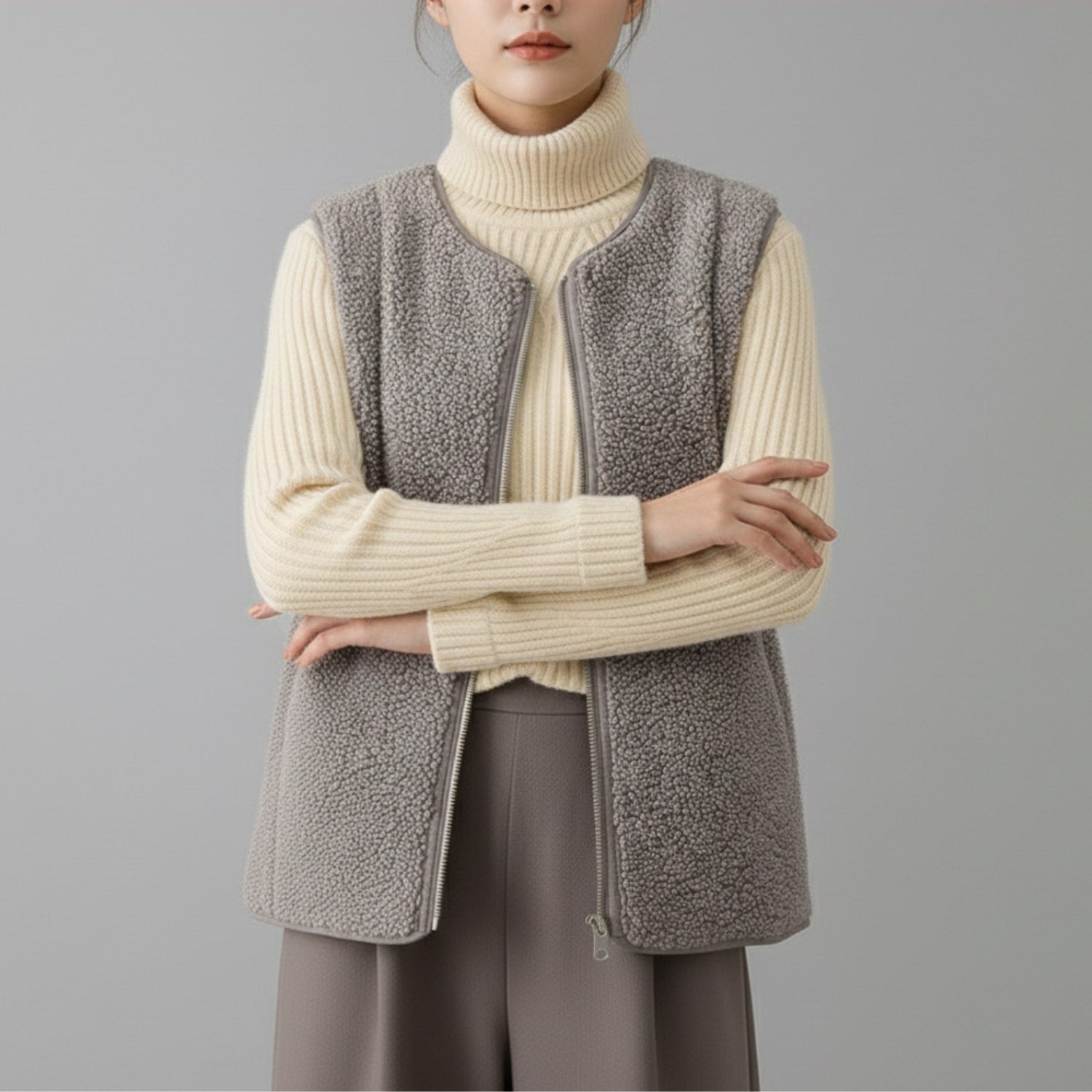 Herlene Women’s Fleece Vest – Plush Shearling Vest Lightweight Layer