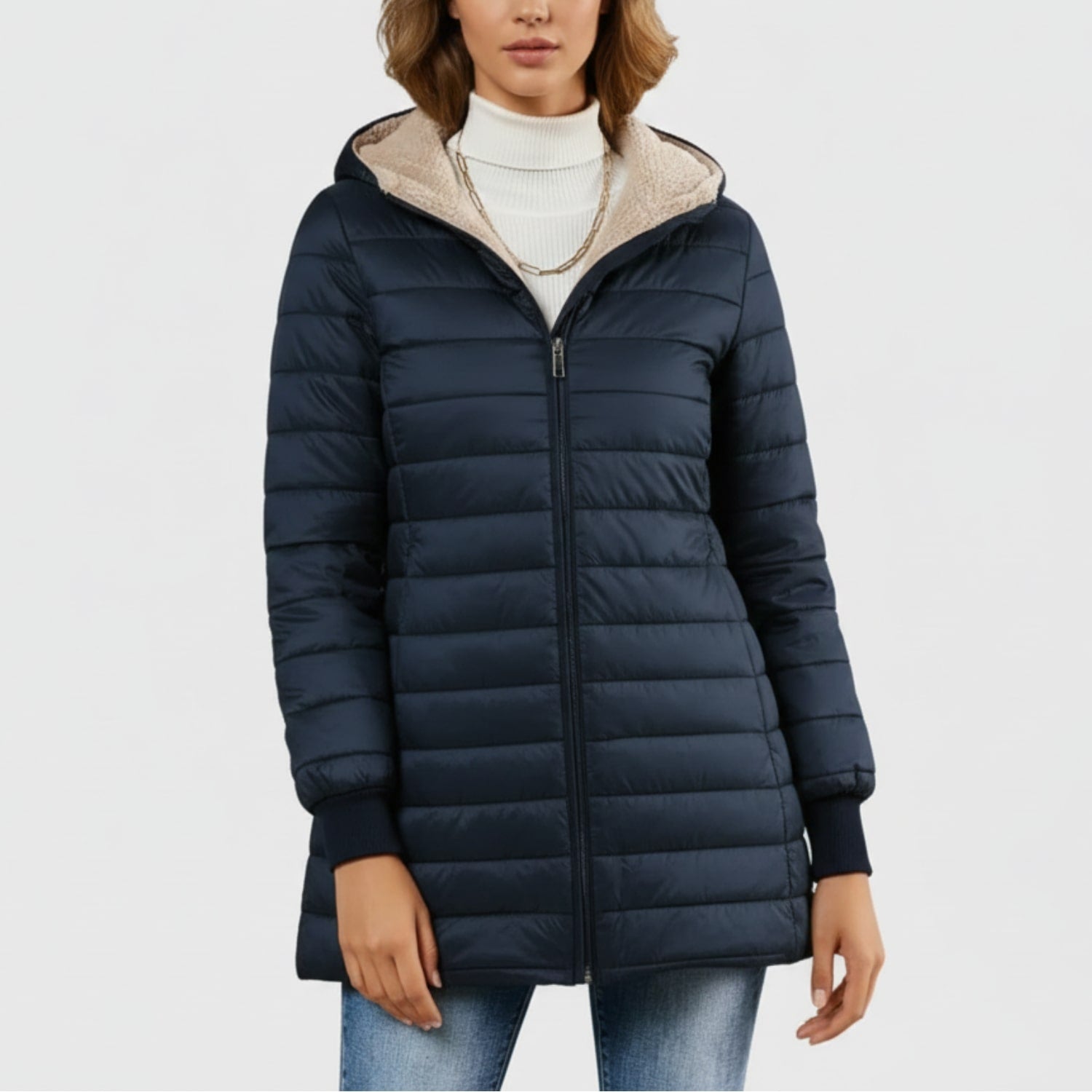 Adelise Women’s Puffer Jacket – Long Waterproof Quilted Coat for Winter Warmth