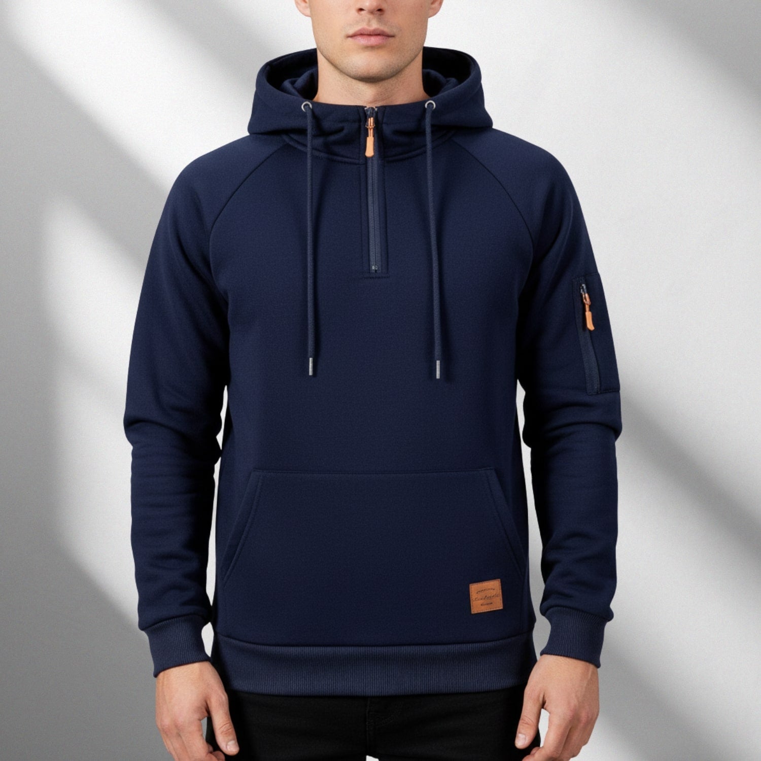 Hendrix Men's Zip-Up Hoodie – Heavyweight Cotton Blend Pullover with Multi-Pocket Design