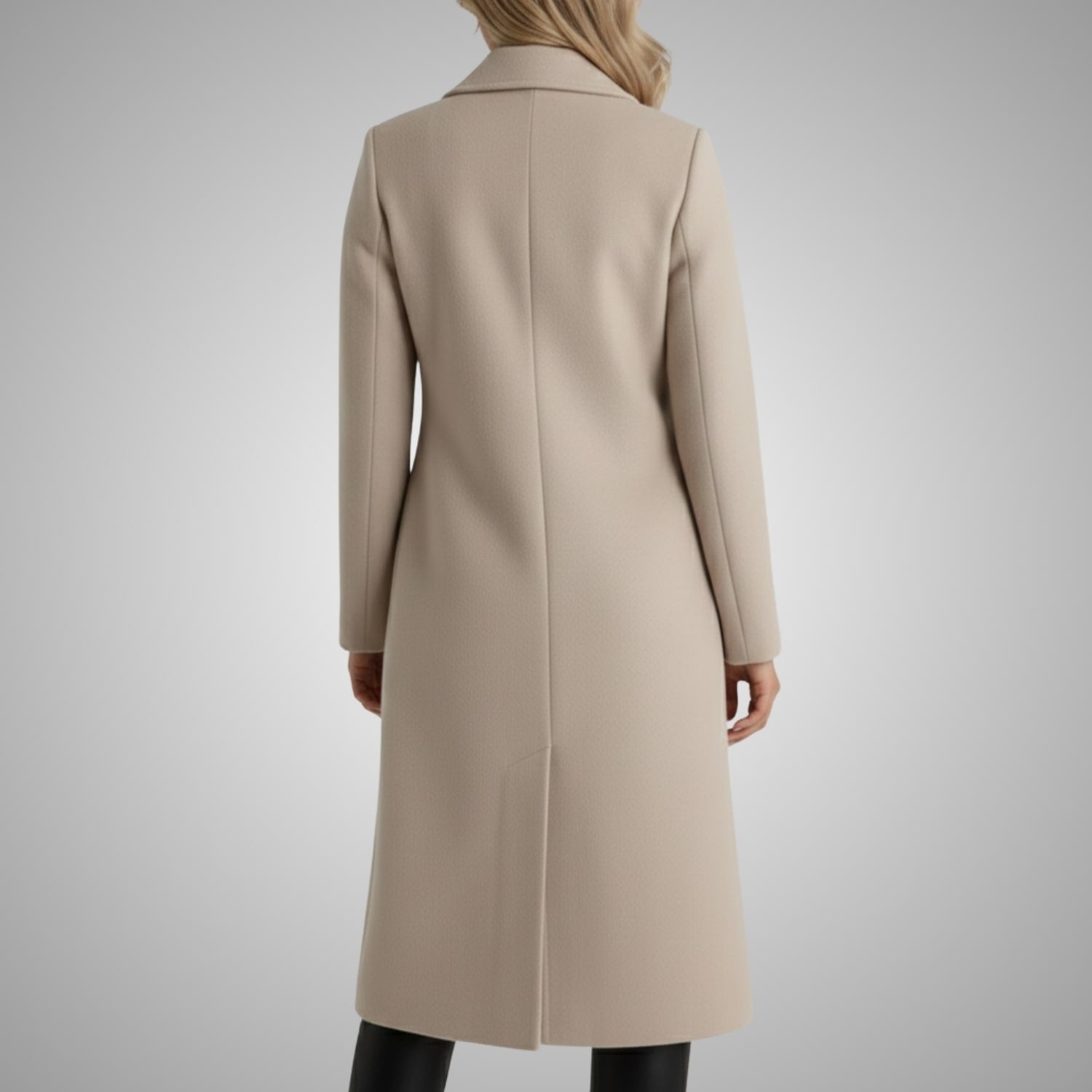 Vivienne Women’s Wool Coat – Tailored Two-Button Long Coat with Structured Collar