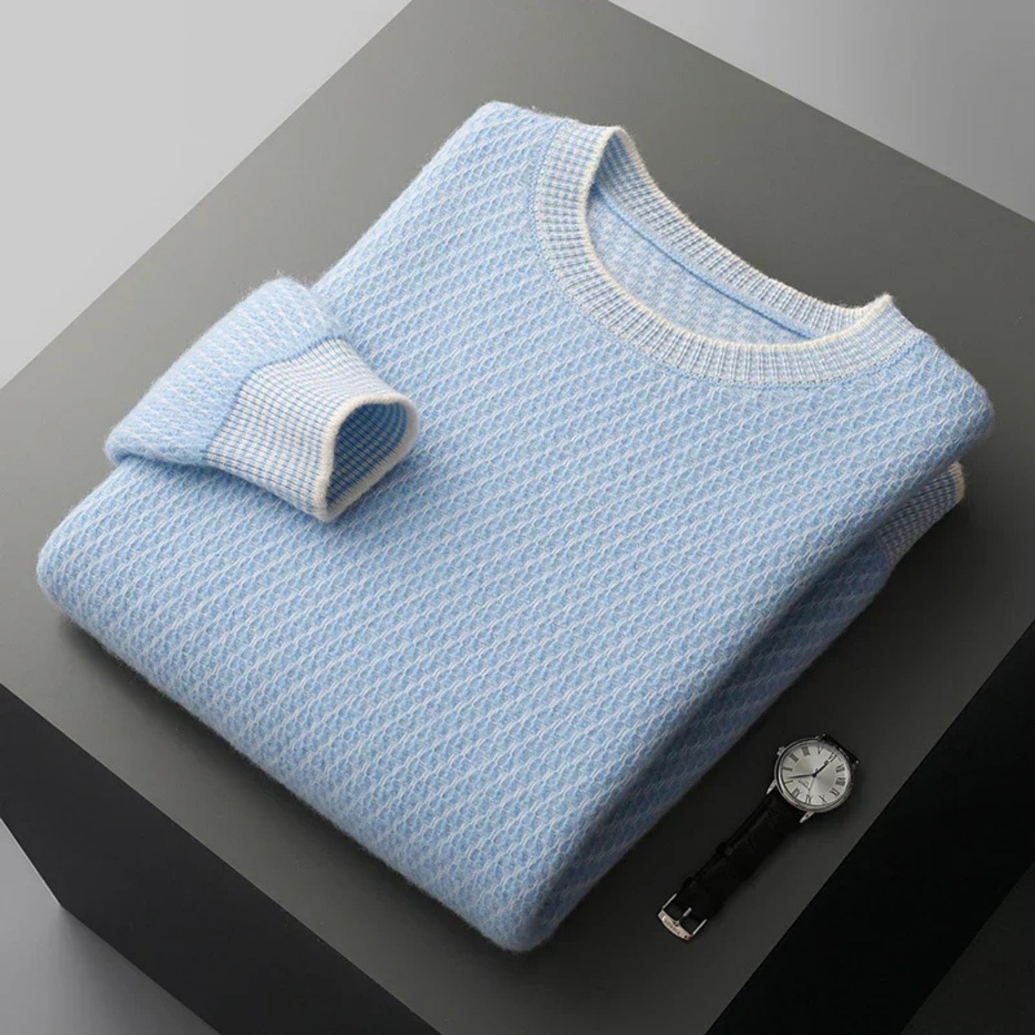Alvino Men’s Knit Sweater – Soft Ribbed Crewneck Pullover