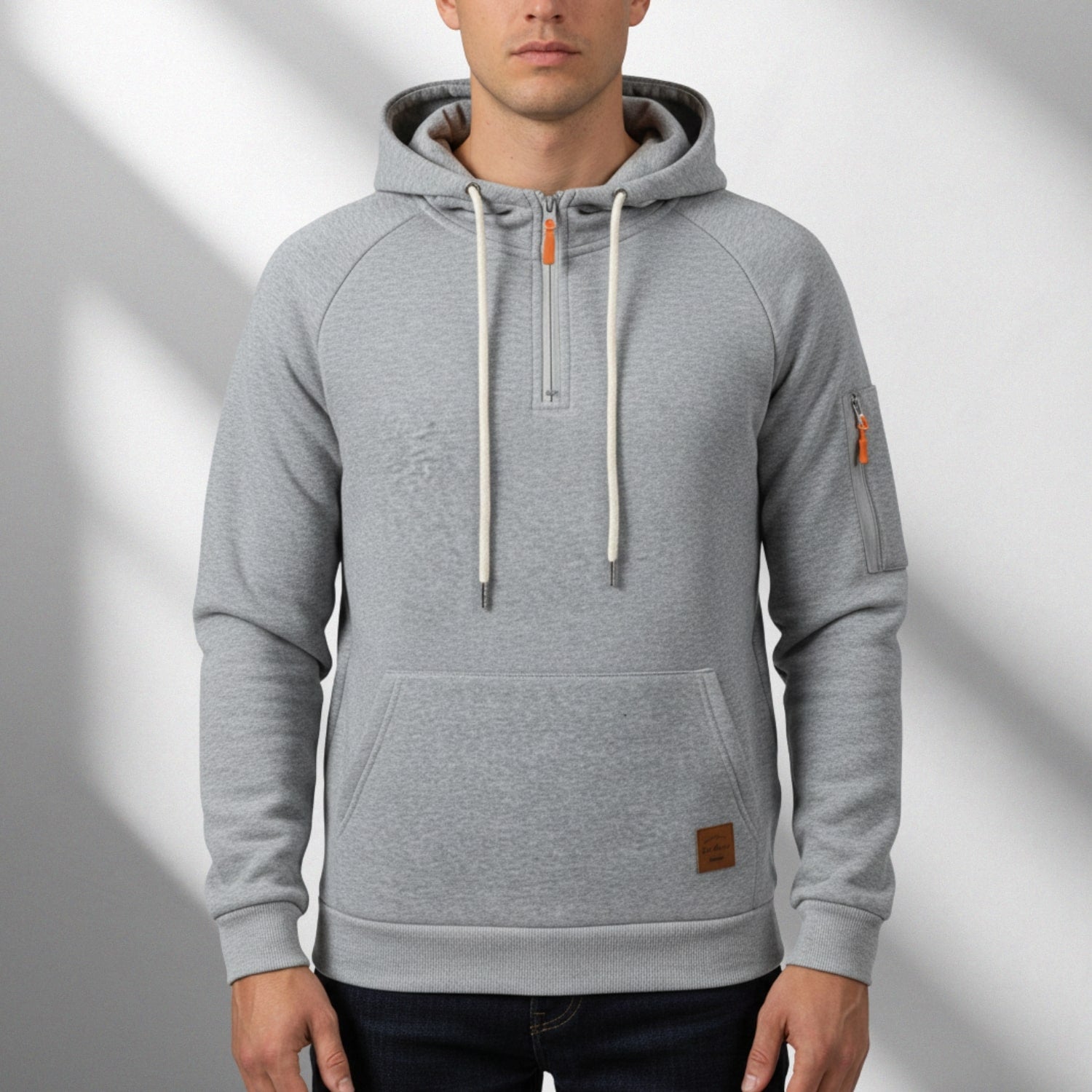 Hendrix Men's Zip-Up Hoodie – Heavyweight Cotton Blend Pullover with Multi-Pocket Design