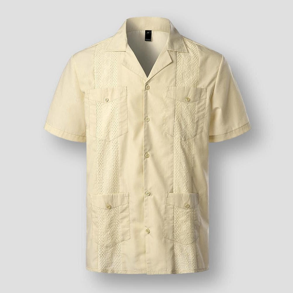 Caribbean Escape Embroidered Shirt – Premium Soft Fabric with Relaxed Fit & 4 Pockets 0