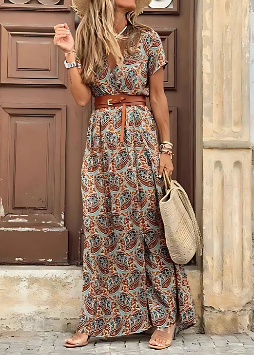 Carmen Plus Size Summer Maxi Dress – Lightweight Flowing Fabric with Pleated Waist 2