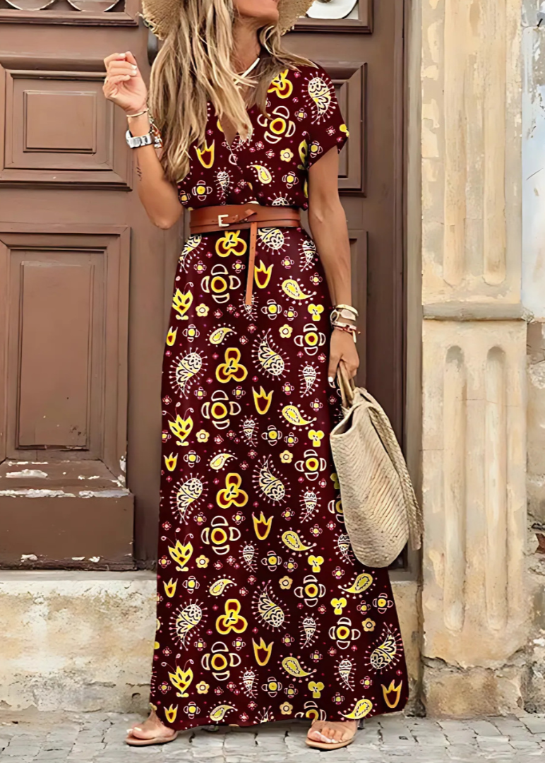 Carmen Plus Size Summer Maxi Dress – Lightweight Flowing Fabric with Pleated Waist 3