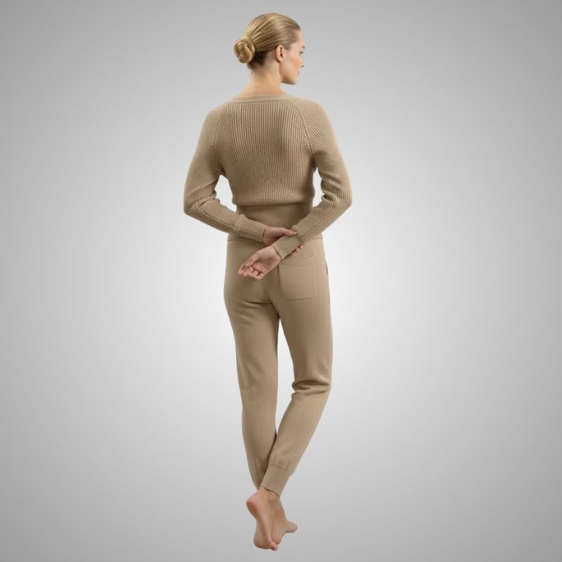 Sherina Women's Loungewear Set – Cotton-Blend Sweater Co-Ord with Tapered Joggers