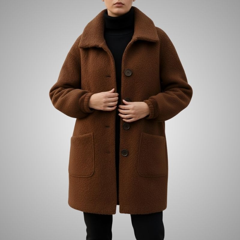 Marisela Women’s Fleece Jacket – Soft Wool-Blend Vintage Winter Coat