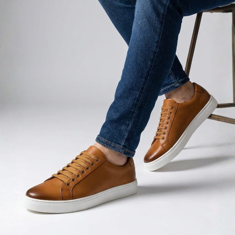 Lorenzo Men’s Leather Sneakers – Premium Comfort & Durable Grip