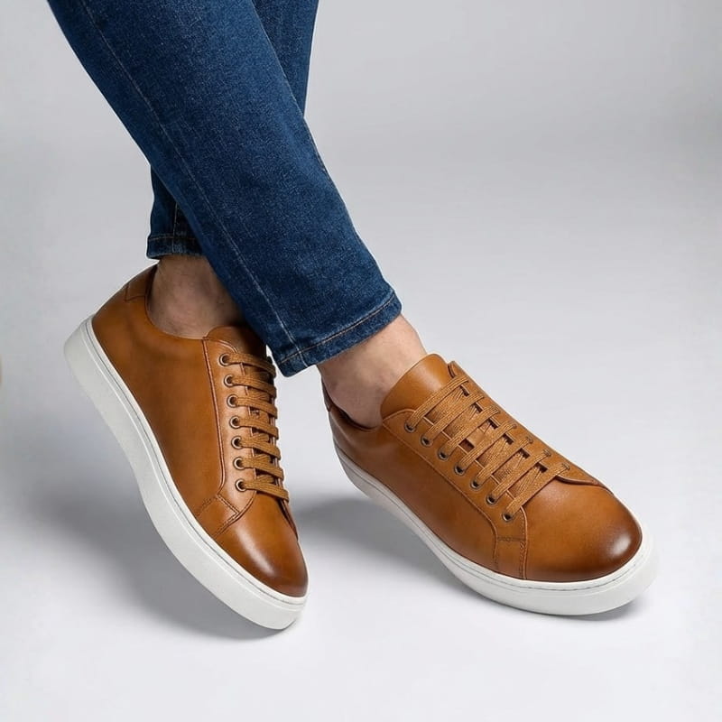 Lorenzo Men’s Leather Sneakers – Premium Comfort & Durable Grip