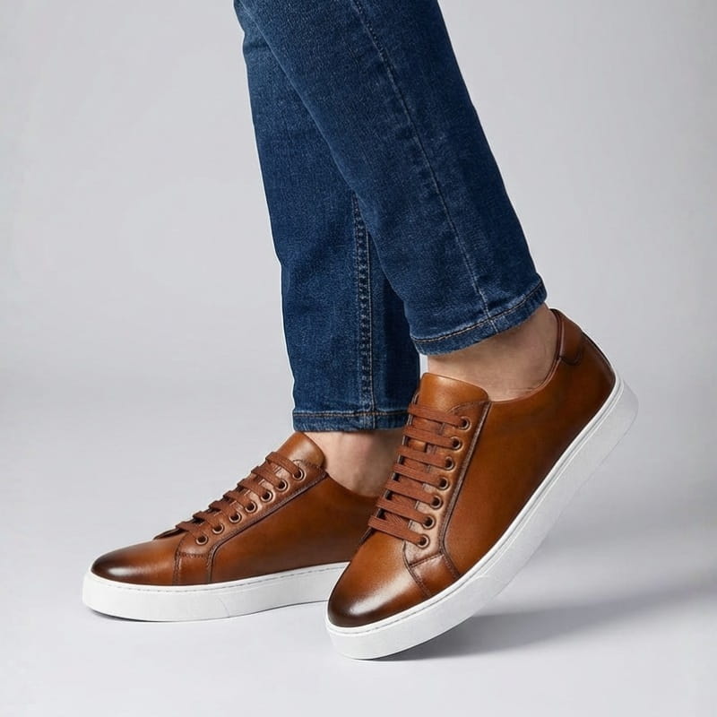 Lorenzo Men’s Leather Sneakers – Premium Comfort & Durable Grip