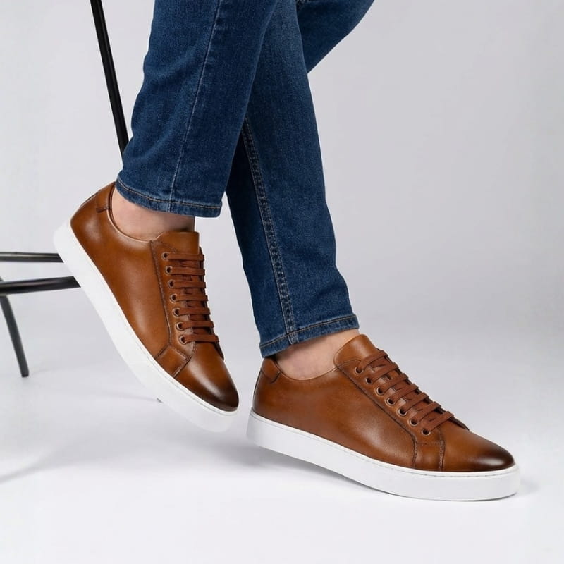 Lorenzo Men’s Leather Sneakers – Premium Comfort & Durable Grip