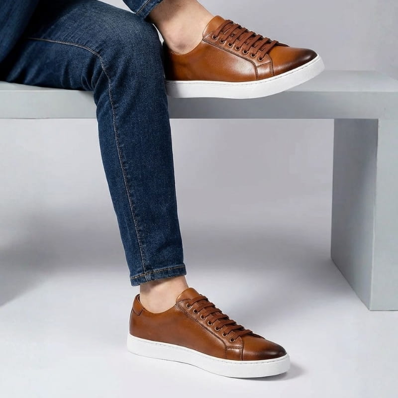 Lorenzo Men’s Leather Sneakers – Premium Comfort & Durable Grip