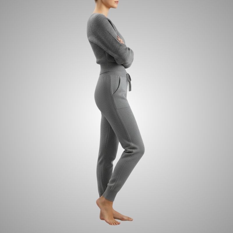 Sherina Women's Loungewear Set – Cotton-Blend Sweater Co-Ord with Tapered Joggers