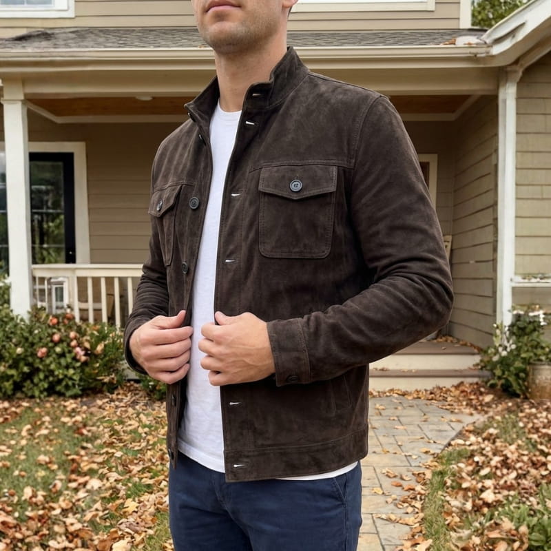 Griffin Men’s Suede Jacket – Structured Lightweight Jacket