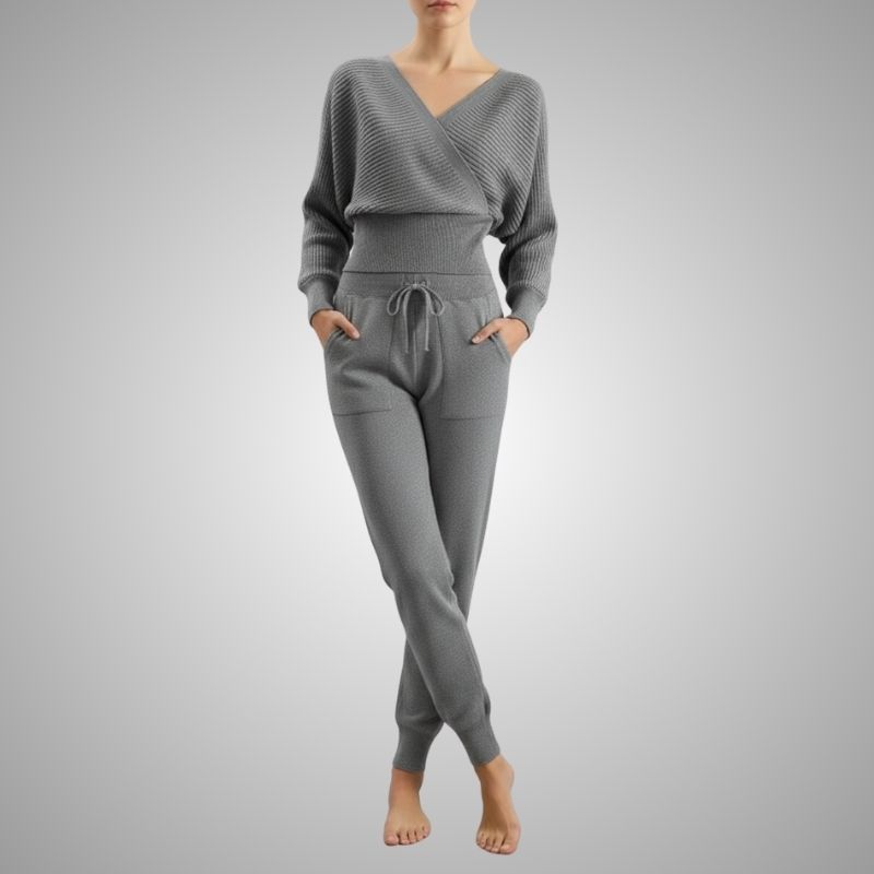 Sherina Women's Loungewear Set – Cotton-Blend Sweater Co-Ord with Tapered Joggers