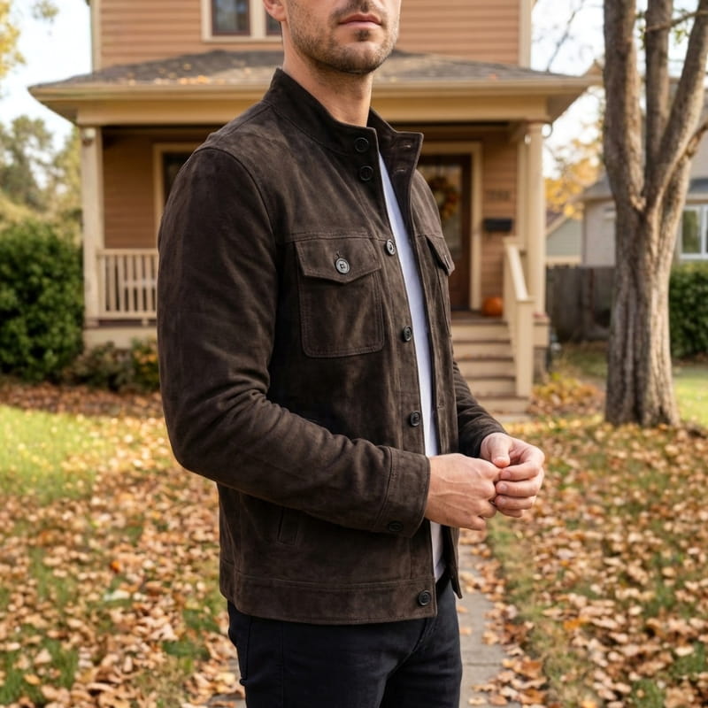 Griffin Men’s Suede Jacket – Structured Lightweight Jacket
