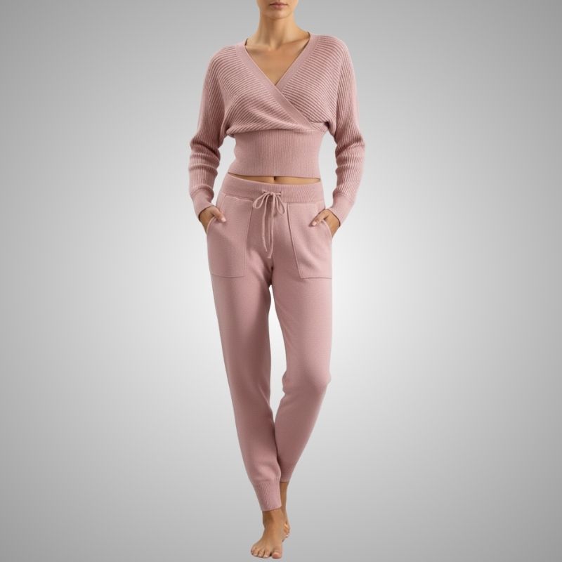 Sherina Women's Loungewear Set – Cotton-Blend Sweater Co-Ord with Tapered Joggers