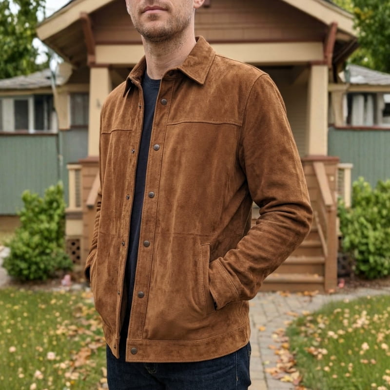 Griffin Men’s Suede Jacket – Structured Lightweight Jacket