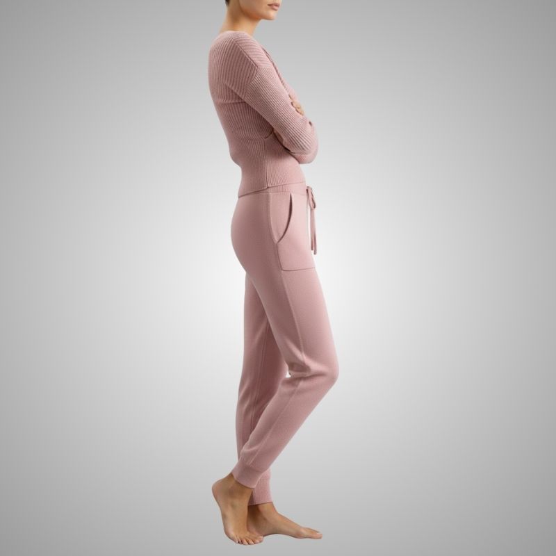 Sherina Women's Loungewear Set – Cotton-Blend Sweater Co-Ord with Tapered Joggers