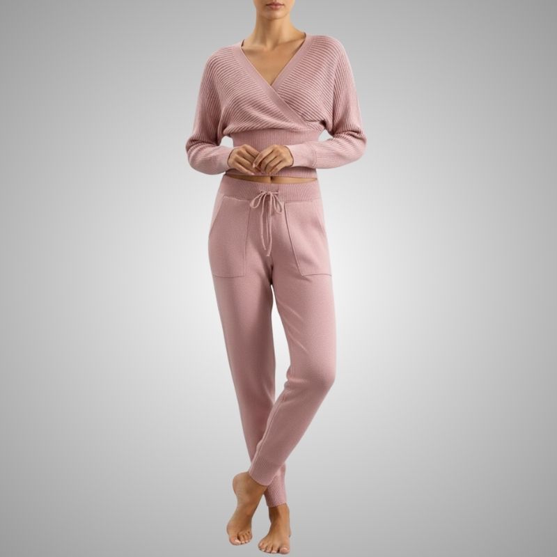 Sherina Women's Loungewear Set – Cotton-Blend Sweater Co-Ord with Tapered Joggers