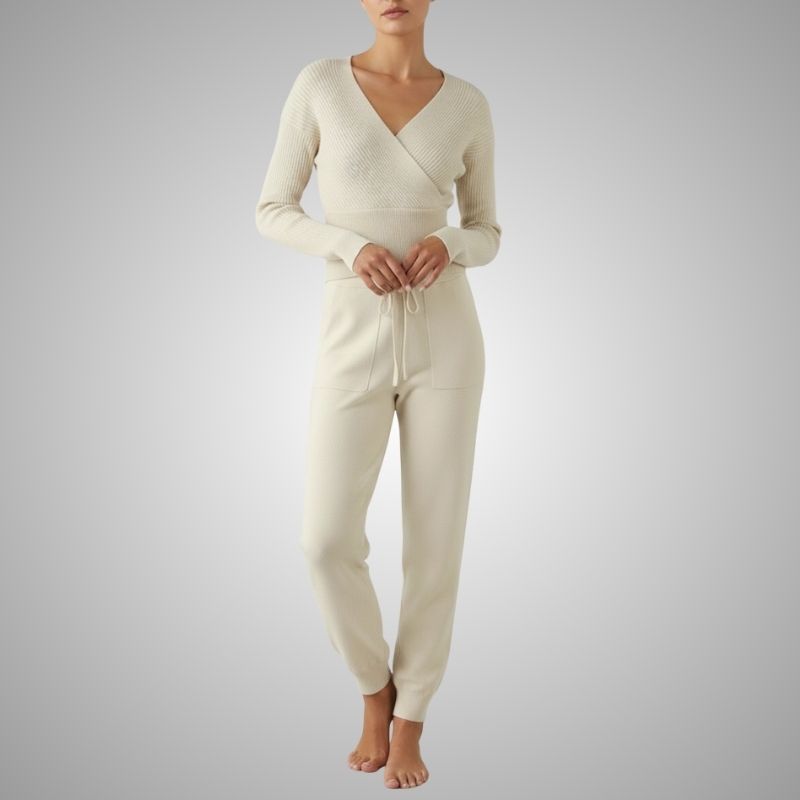 Sherina Women's Loungewear Set – Cotton-Blend Sweater Co-Ord with Tapered Joggers