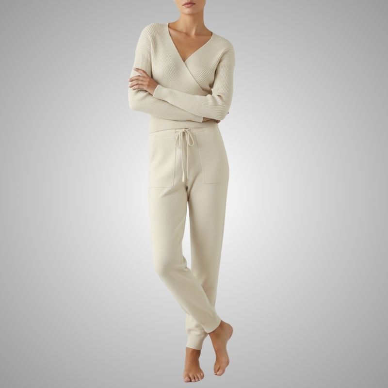 Sherina Women's Loungewear Set – Cotton-Blend Sweater Co-Ord with Tapered Joggers