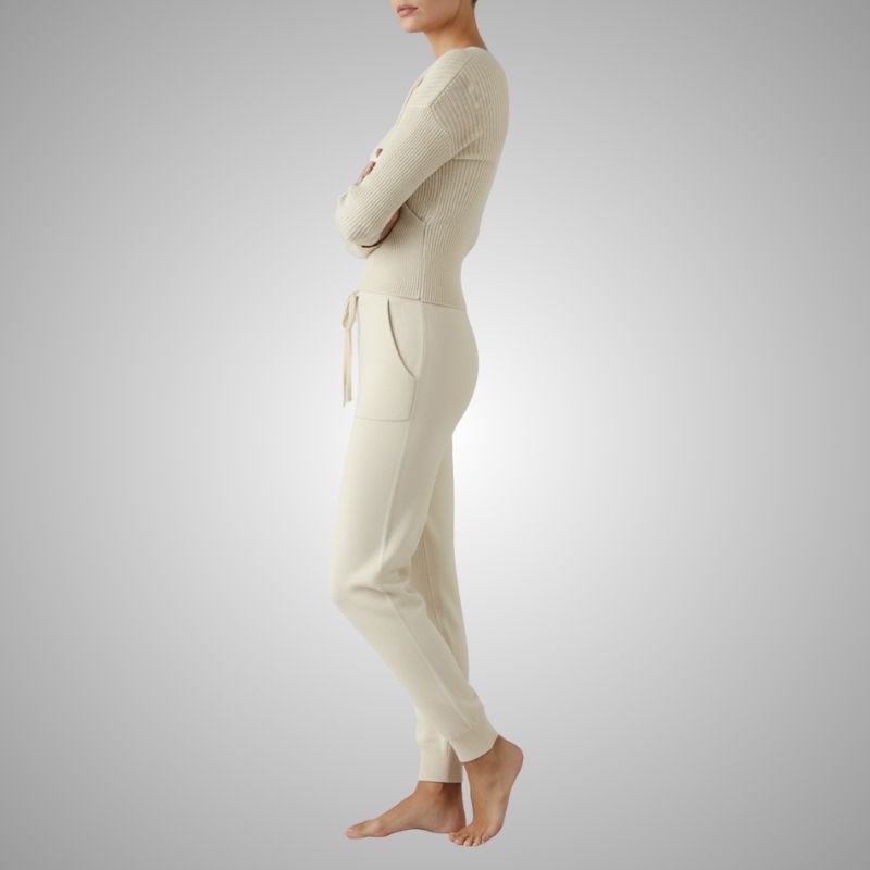 Sherina Women's Loungewear Set – Cotton-Blend Sweater Co-Ord with Tapered Joggers