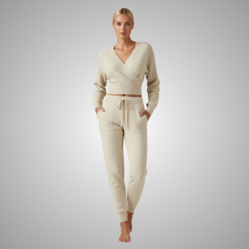 Sherina Women's Loungewear Set – Cotton-Blend Sweater Co-Ord with Tapered Joggers