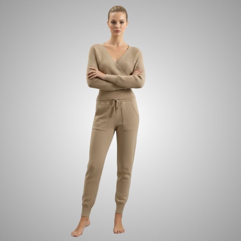Sherina Women's Loungewear Set – Cotton-Blend Sweater Co-Ord with Tapered Joggers