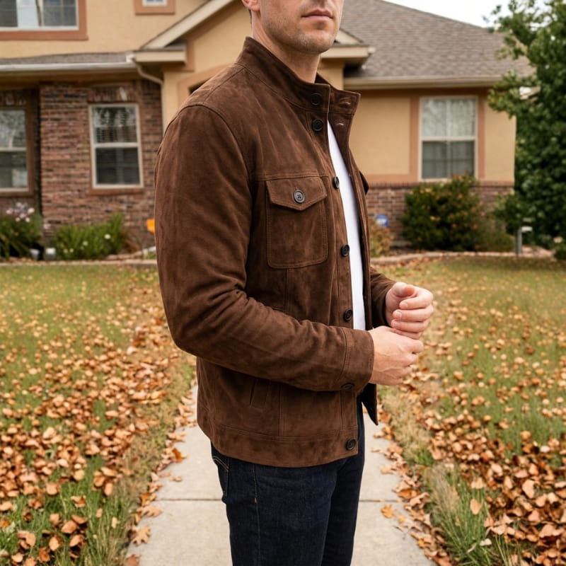 Griffin Men’s Suede Jacket – Structured Lightweight Jacket