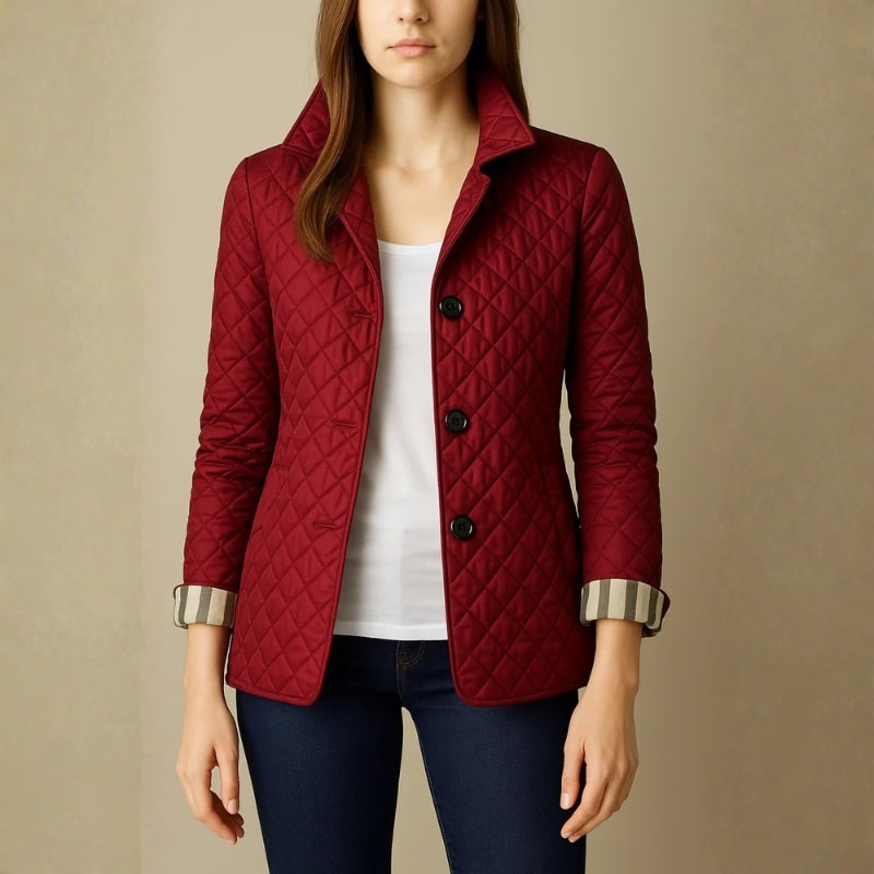 Celeste Women’s Quilted Coat – Button-Up Winter Jacket