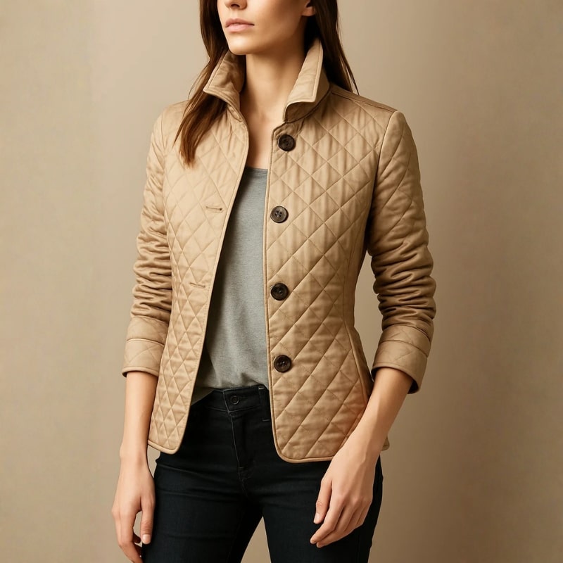 Celeste Women’s Quilted Coat – Button-Up Winter Jacket