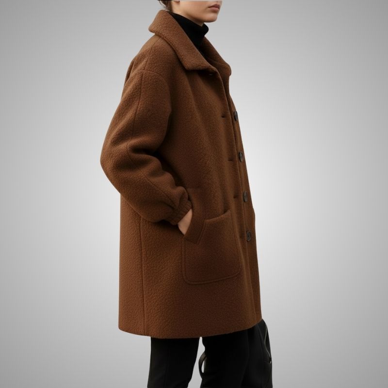 Marisela Women’s Fleece Jacket – Soft Wool-Blend Vintage Winter Coat