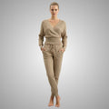 Sherina Women's Loungewear Set – Cotton-Blend Sweater Co-Ord with Tapered Joggers