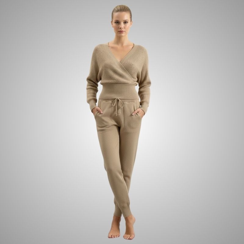 Sherina Women's Loungewear Set – Cotton-Blend Sweater Co-Ord with Tapered Joggers