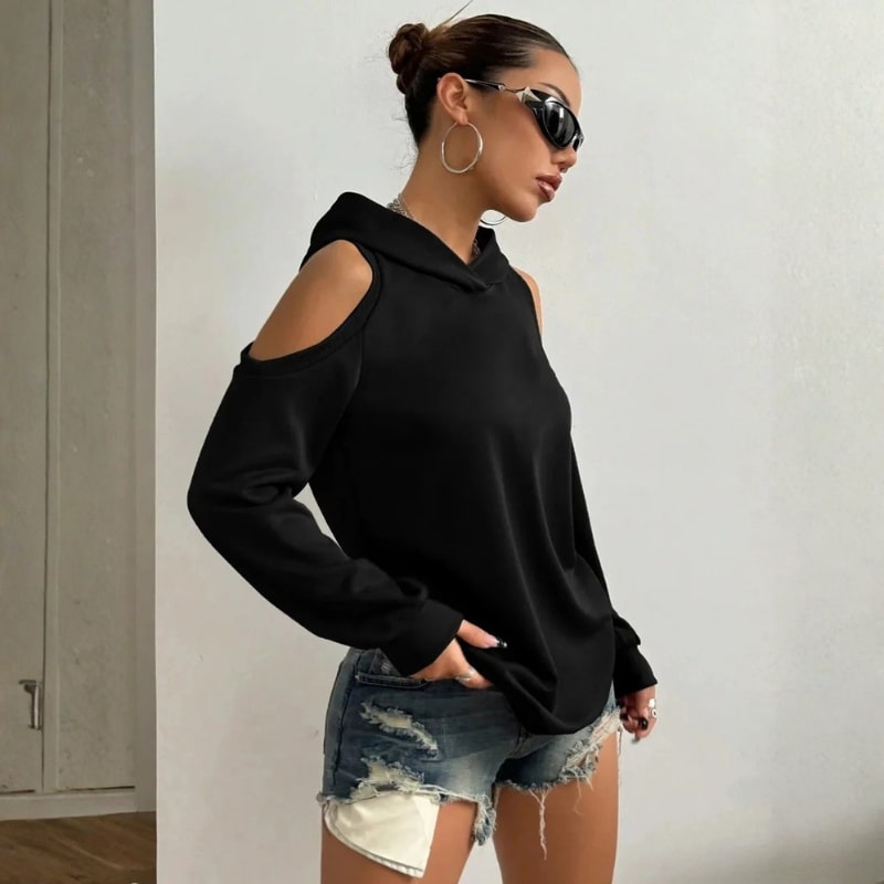 Maristella Women’s Cut-Out Hoodie – Soft Knit Sweater