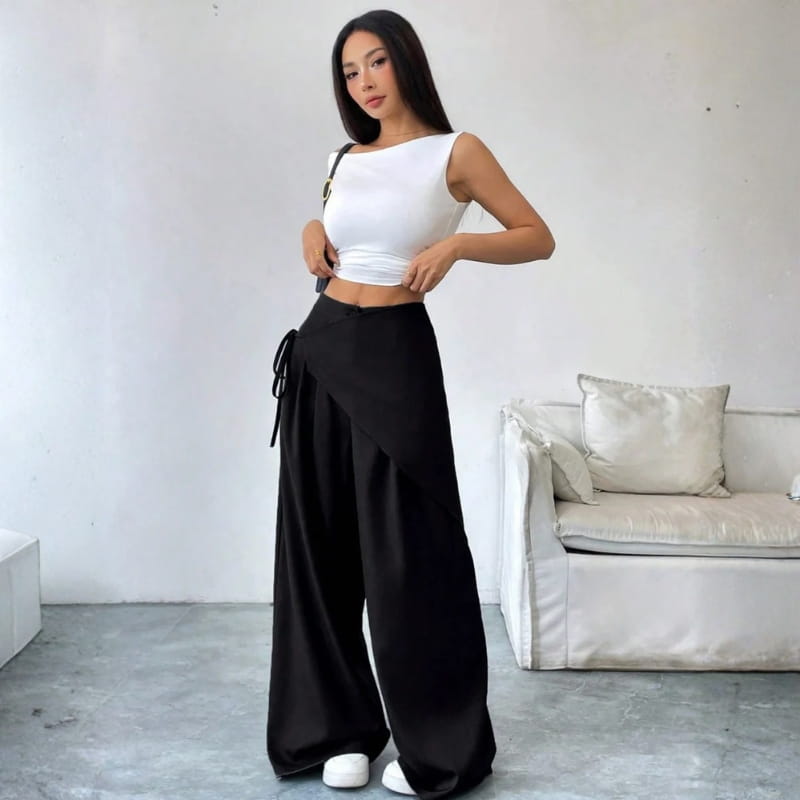 Natalia Women’s Wrap-Front Wide-Leg Pants