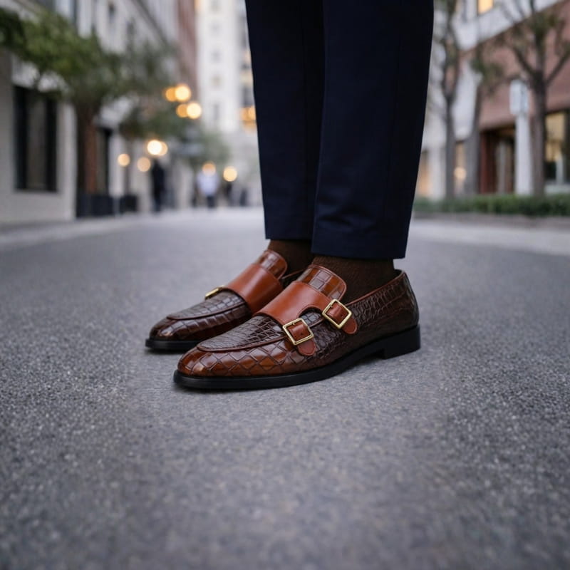 Sebastian Men’s Monk Strap Leather Shoes