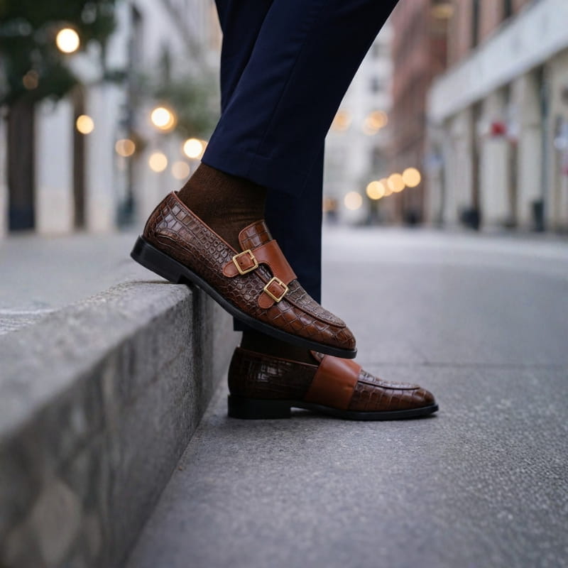 Sebastian Men’s Monk Strap Leather Shoes