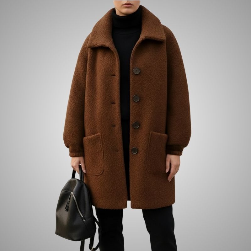 Marisela Women’s Fleece Jacket – Soft Wool-Blend Vintage Winter Coat