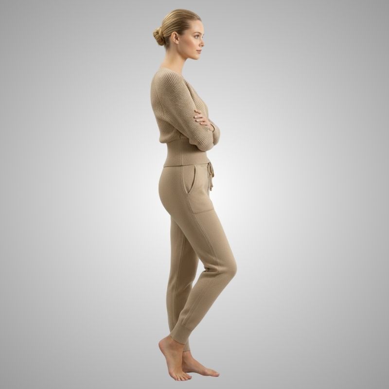 Sherina Women's Loungewear Set – Cotton-Blend Sweater Co-Ord with Tapered Joggers