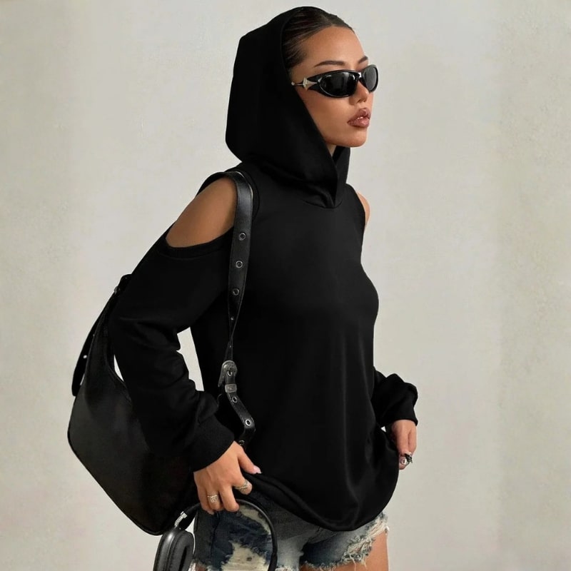 Maristella Women’s Cut-Out Hoodie – Soft Knit Sweater