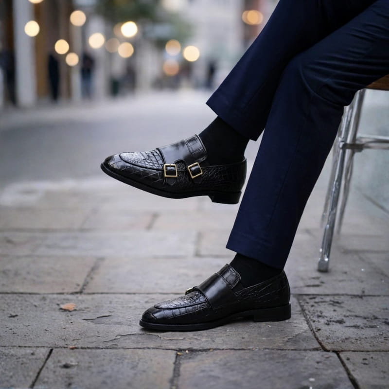 Sebastian Men’s Monk Strap Leather Shoes