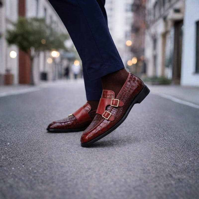 Sebastian Men’s Monk Strap Leather Shoes