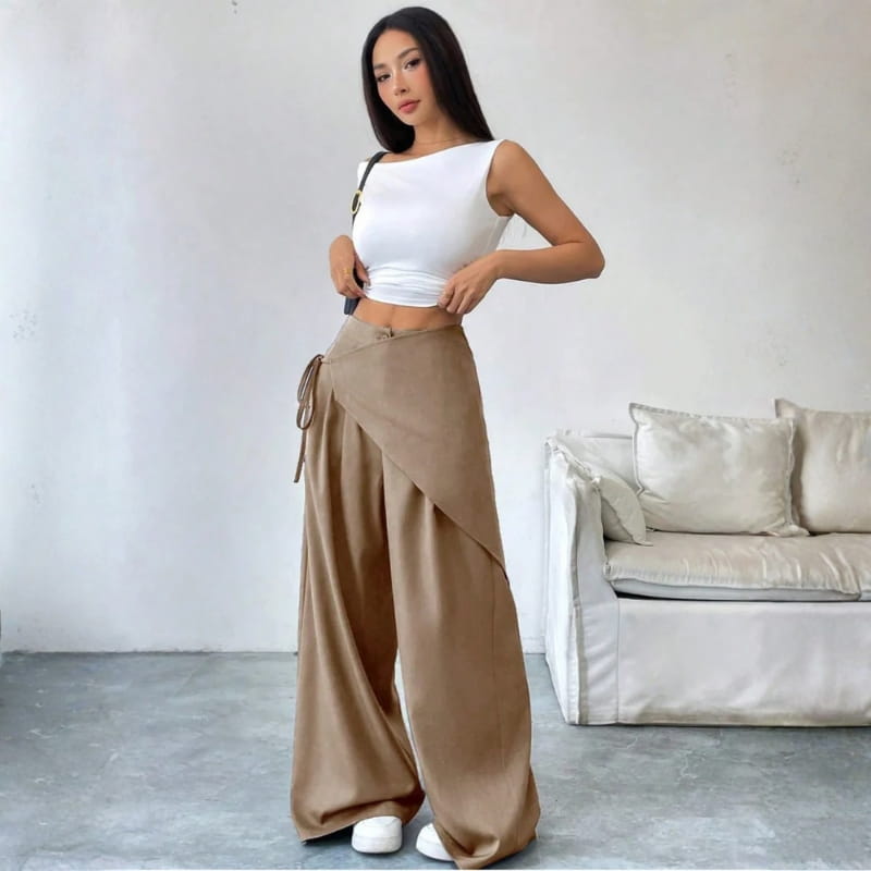 Natalia Women’s Wrap-Front Wide-Leg Pants
